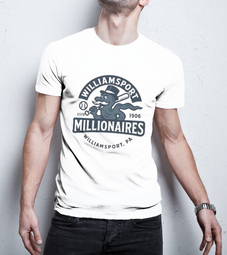 Williamsport Millionaires Established 1866 Baseball Team Williamsport PA T-Shirt