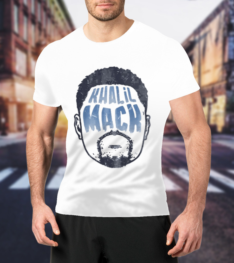 Khalil Mack Bearded Face Blue Distressed T-Shirt