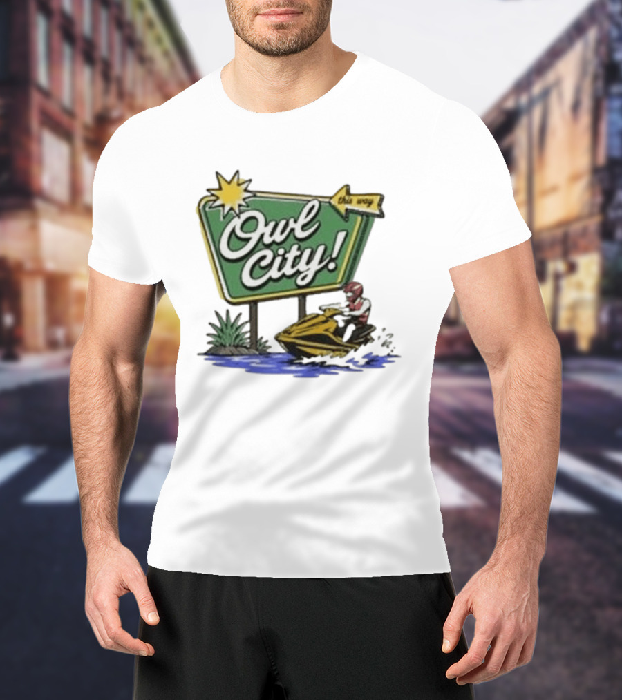 Owl City Music Welcome To Owl City Jet Ski Adventure Sign T-Shirt