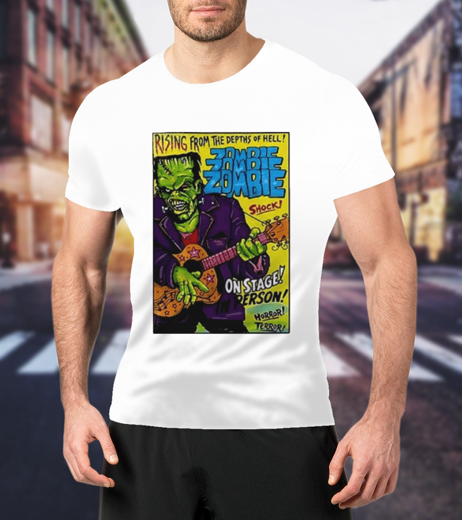 Rising From The Depths Of Hell Zombie On Stage In Person Horror Terror Shock T-Shirt