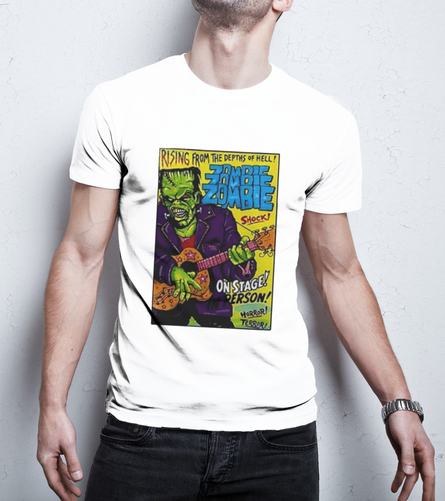 Rising From The Depths Of Hell Zombie On Stage In Person Horror Terror Shock T-Shirt