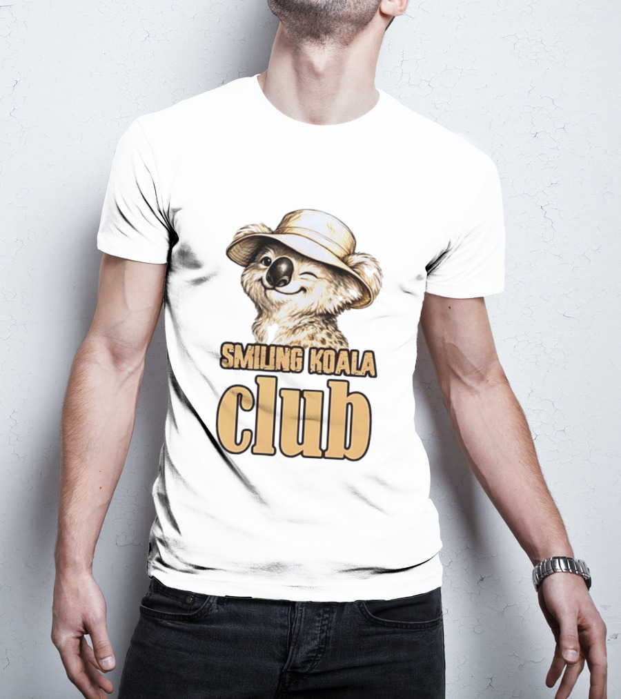 Smiling Koala Club Animal Wildlife Winking Koala Wearing Hat T-Shirt