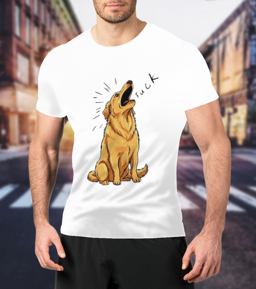 Howling Dog Saying Fuck Yellow Labrador Retriever Expression T-Shirt