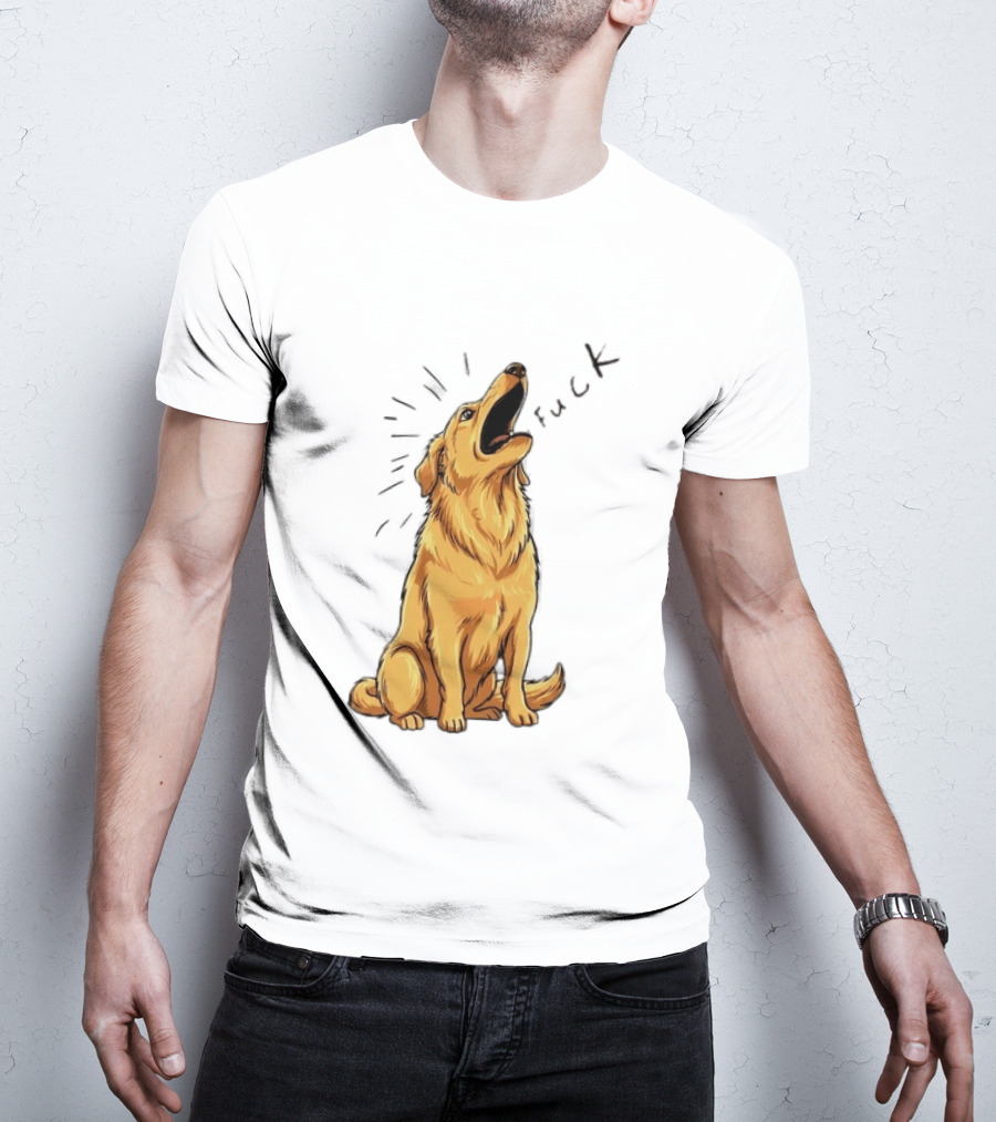 Howling Dog Saying Fuck Yellow Labrador Retriever Expression T-Shirt