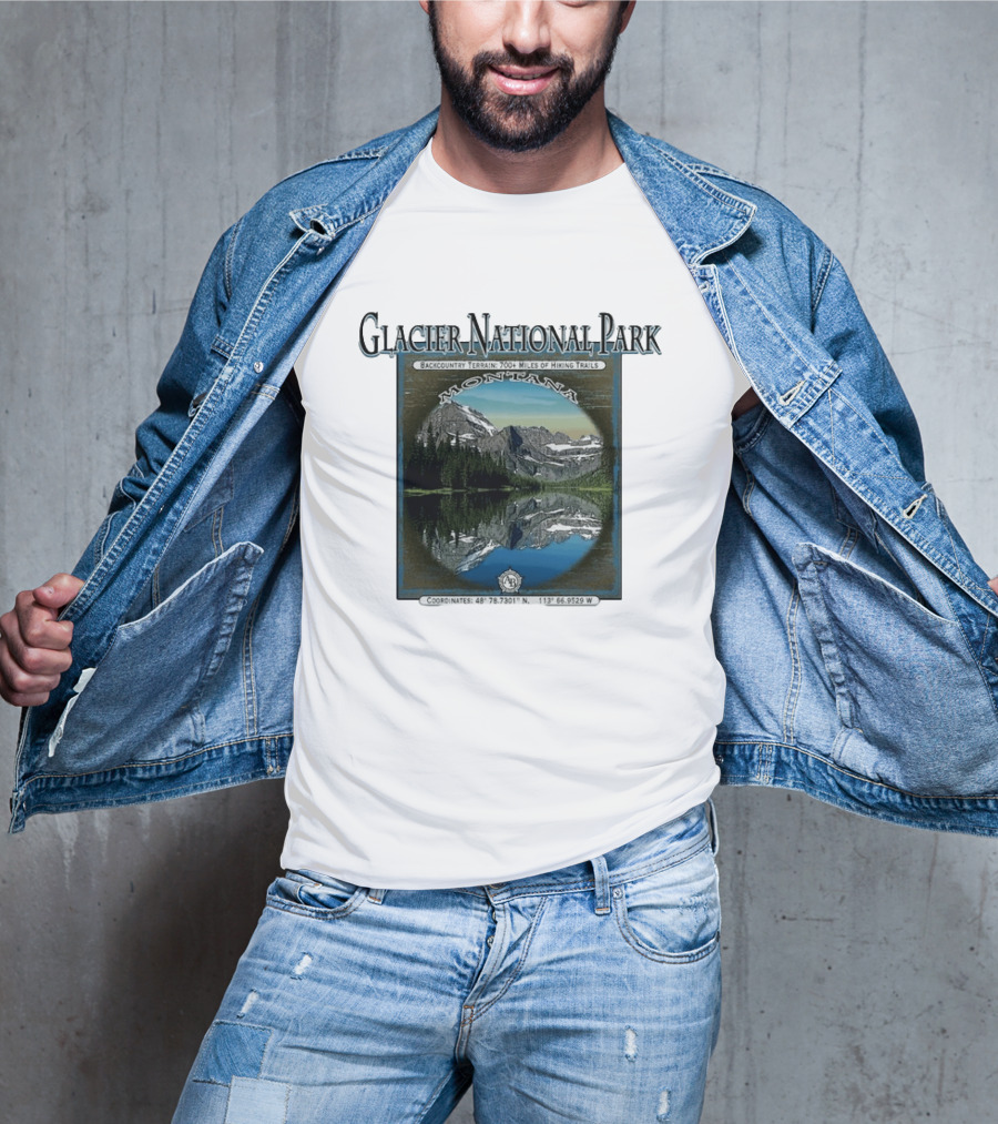 Glacier National Park Montana Backcountry Terrain 700 Miles Hiking Trails T-Shirt