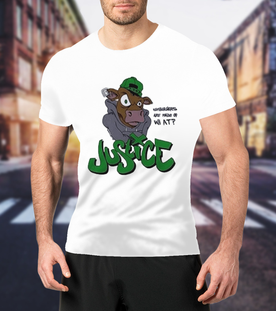 Justice Hamburgers Are Made Of What Go Vegetarian Cow T-Shirt