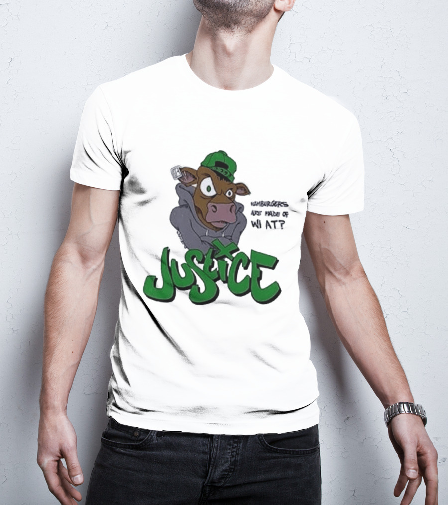Justice Hamburgers Are Made Of What Go Vegetarian Cow T-Shirt