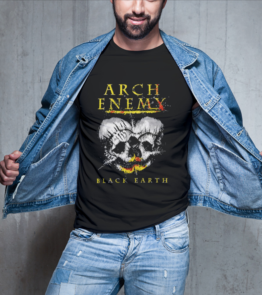 Arch Enemy Black Earth Skull Fire Gothic Heavy Metal Music T-Shirt