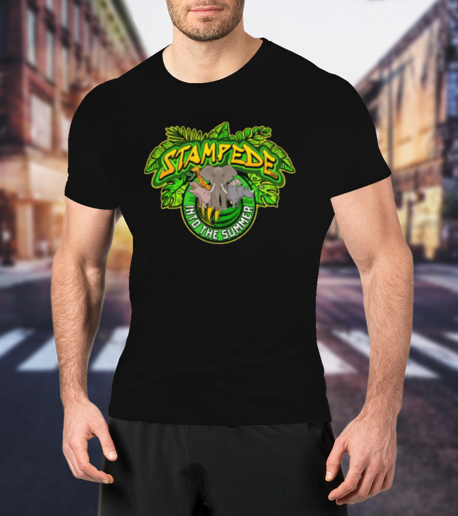 Stampede Into The Summer Elephant Giraffe Hippo Tropical 2026 T-Shirt