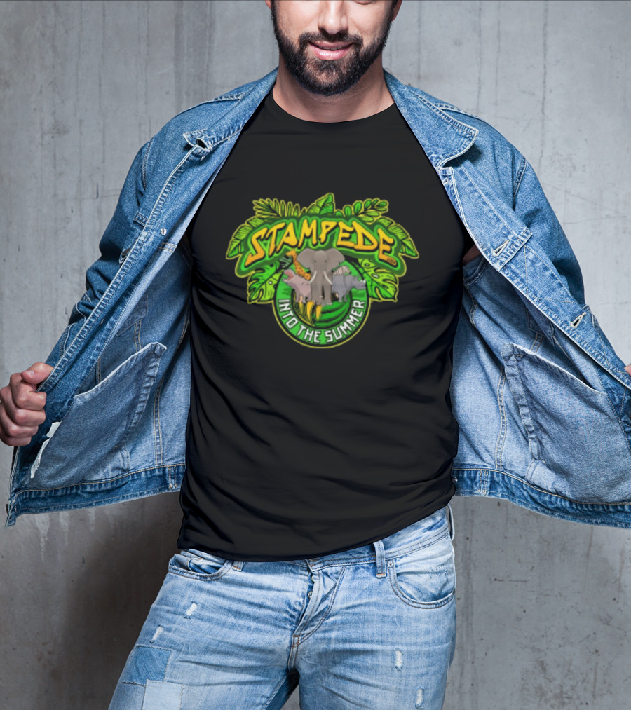 Stampede Into The Summer Elephant Giraffe Hippo Tropical 2026 T-Shirt