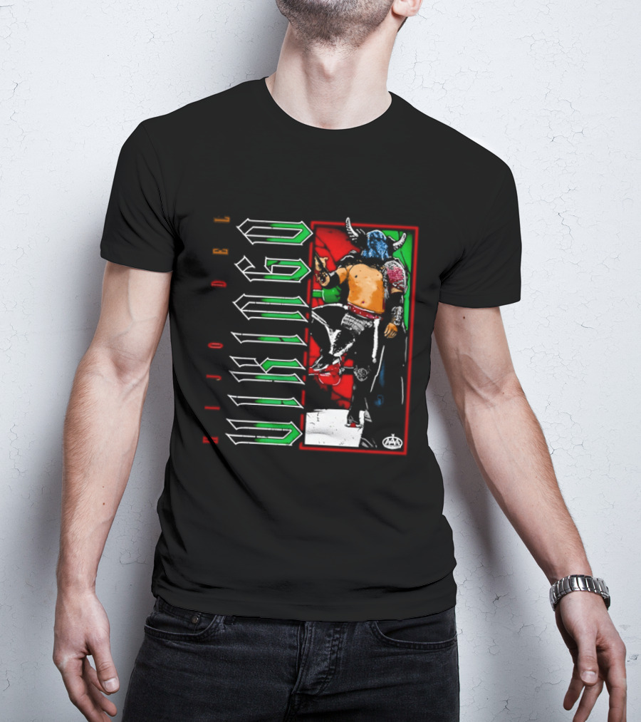 Hijo Del Vikingo Lucha Libre Wrestler Demon Mask Green Red White T-Shirt