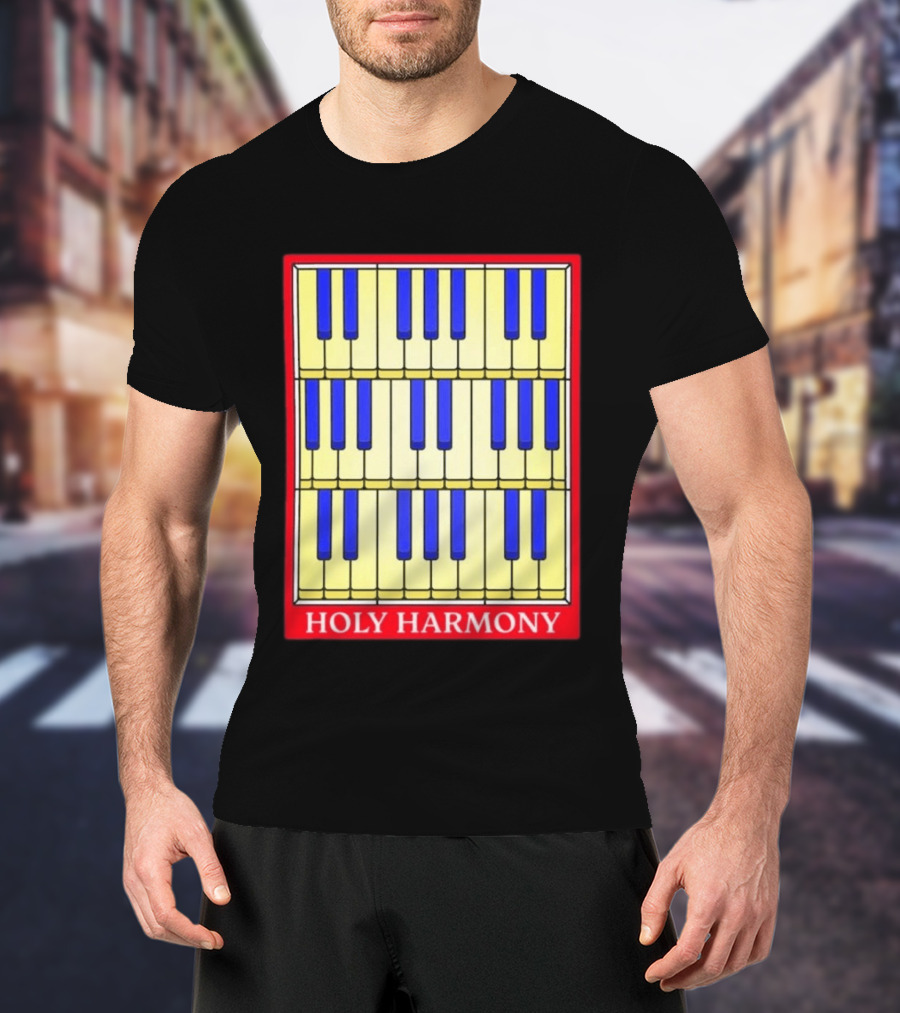 Holy Harmony Stained Glass Piano Keyboard Classical Music T-Shirt