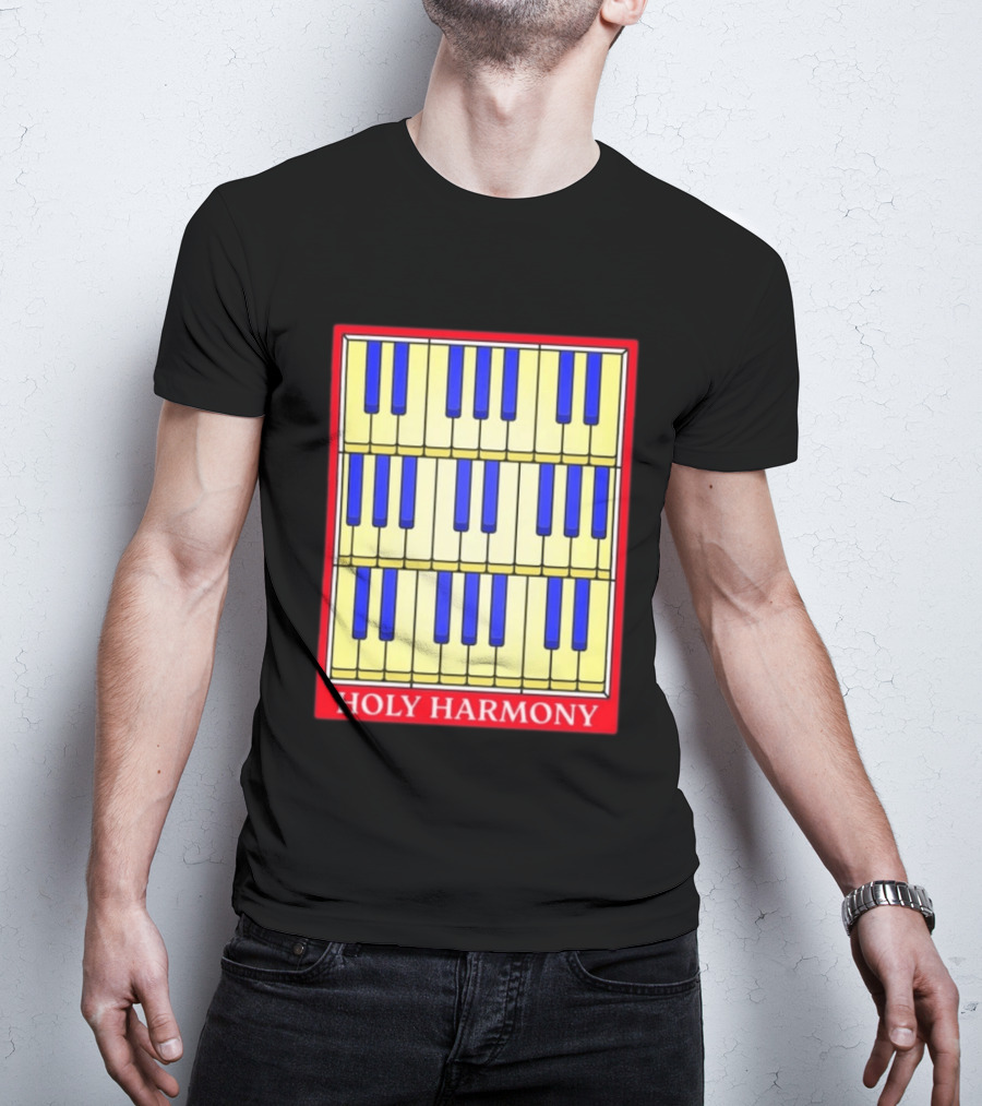 Holy Harmony Stained Glass Piano Keyboard Classical Music T-Shirt