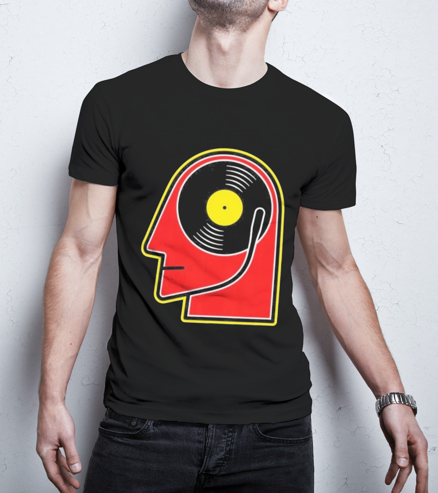 Vinyl Album Head With Record Disc Ear Retro Music T-Shirt