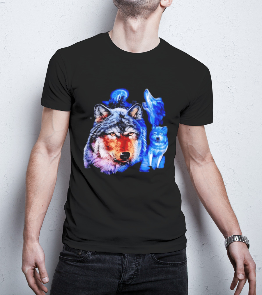 Wild Wolf Pack Moon Night Scene Nature Wildlife Wolves Howling T-Shirt
