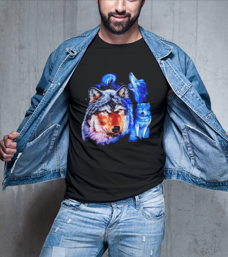 Wild Wolf Pack Moon Night Scene Nature Wildlife Wolves Howling T-Shirt
