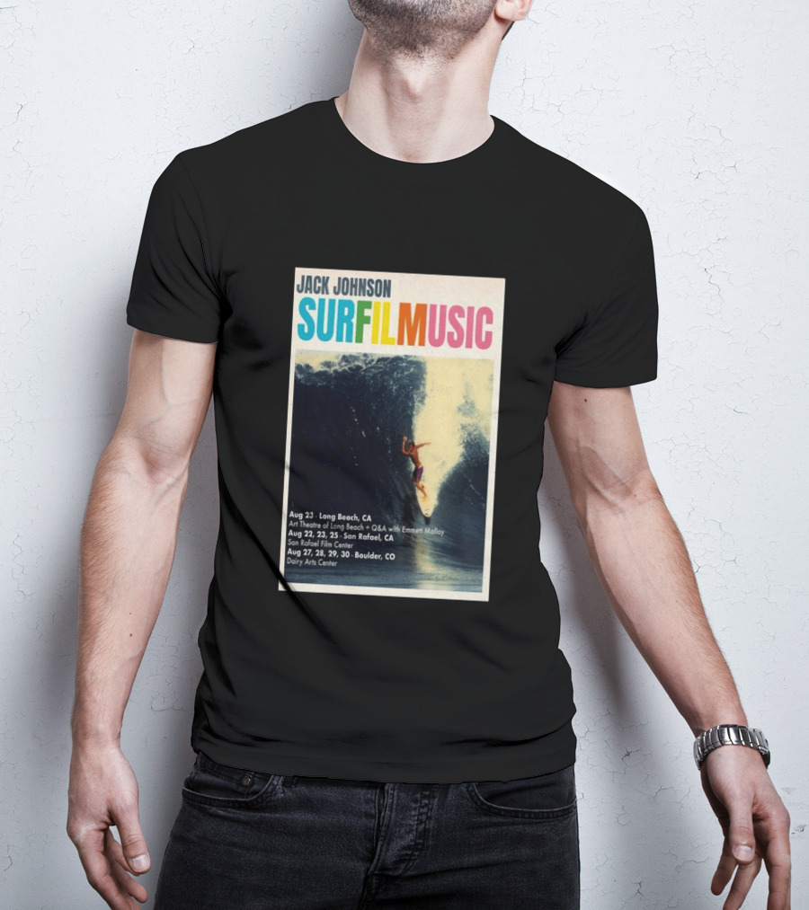 Jack Johnson Surf Film Music Tour Long Beach San Rafael Boulder August 2026 Events T-Shirt