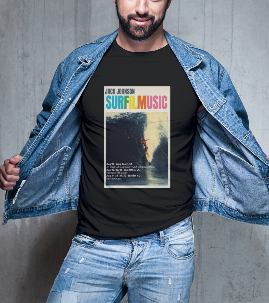 Jack Johnson Surf Film Music Tour Long Beach San Rafael Boulder August 2026 Events T-Shirt