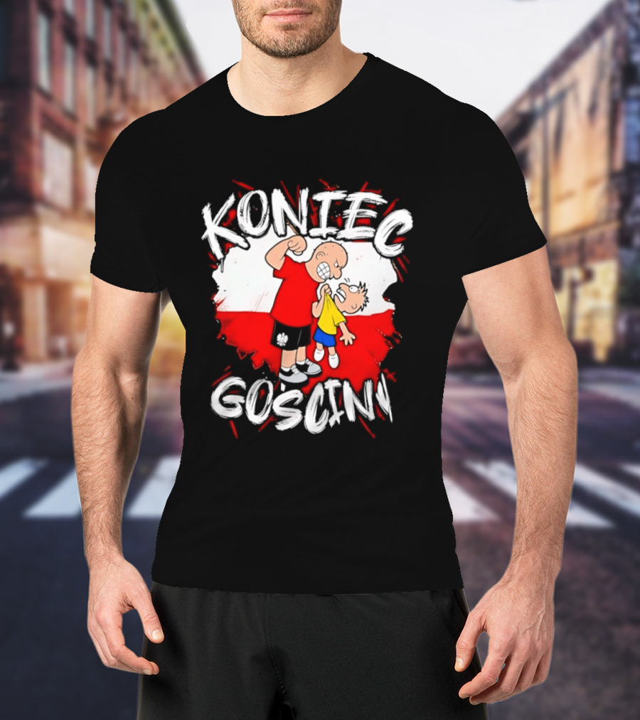 Koniec Gosciny Polish Football Cartoon Polska Flag T-Shirt