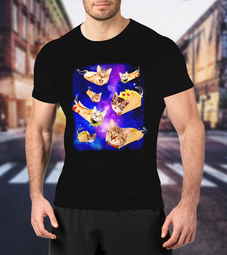 Cats In Space With Tacos And Burritos Taco Cat Cosmic Adventure T-Shirt