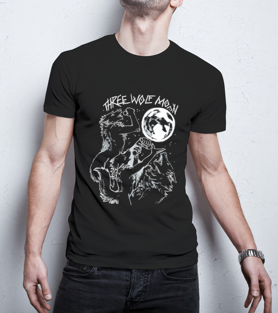 Three Wolf Moon Singing Wolves Howling Meme Moon Phases T-Shirt