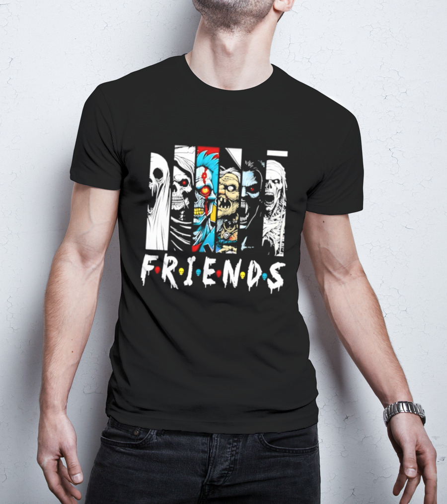 Friends Horror Movie Characters Halloween Scary Mask T-Shirt