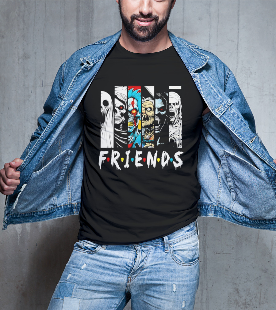 Friends Horror Movie Characters Halloween Scary Mask T-Shirt