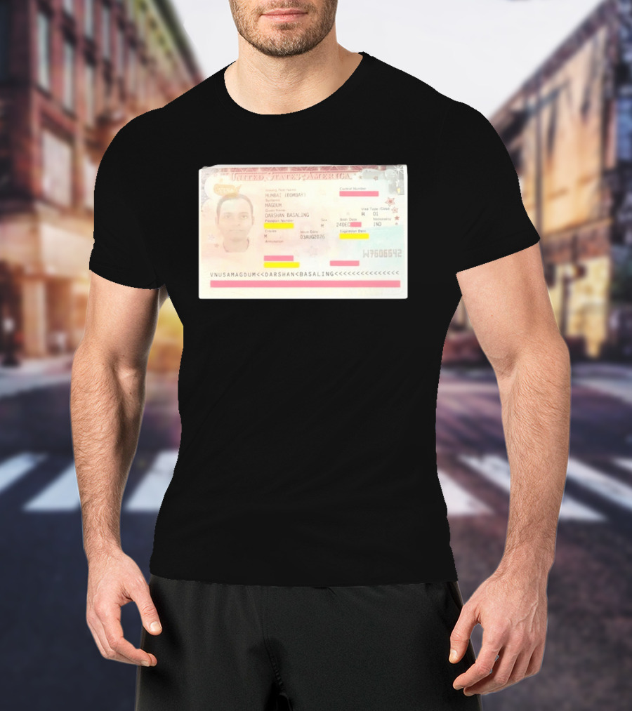 United States Of America Visa Darshan Basaling Magdum Mumbai Passport T-Shirt