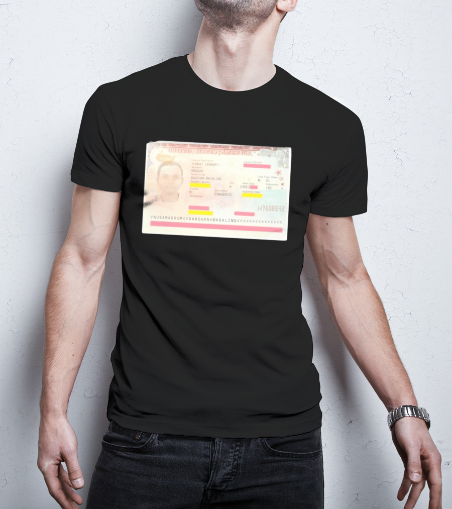 United States Of America Visa Darshan Basaling Magdum Mumbai Passport T-Shirt
