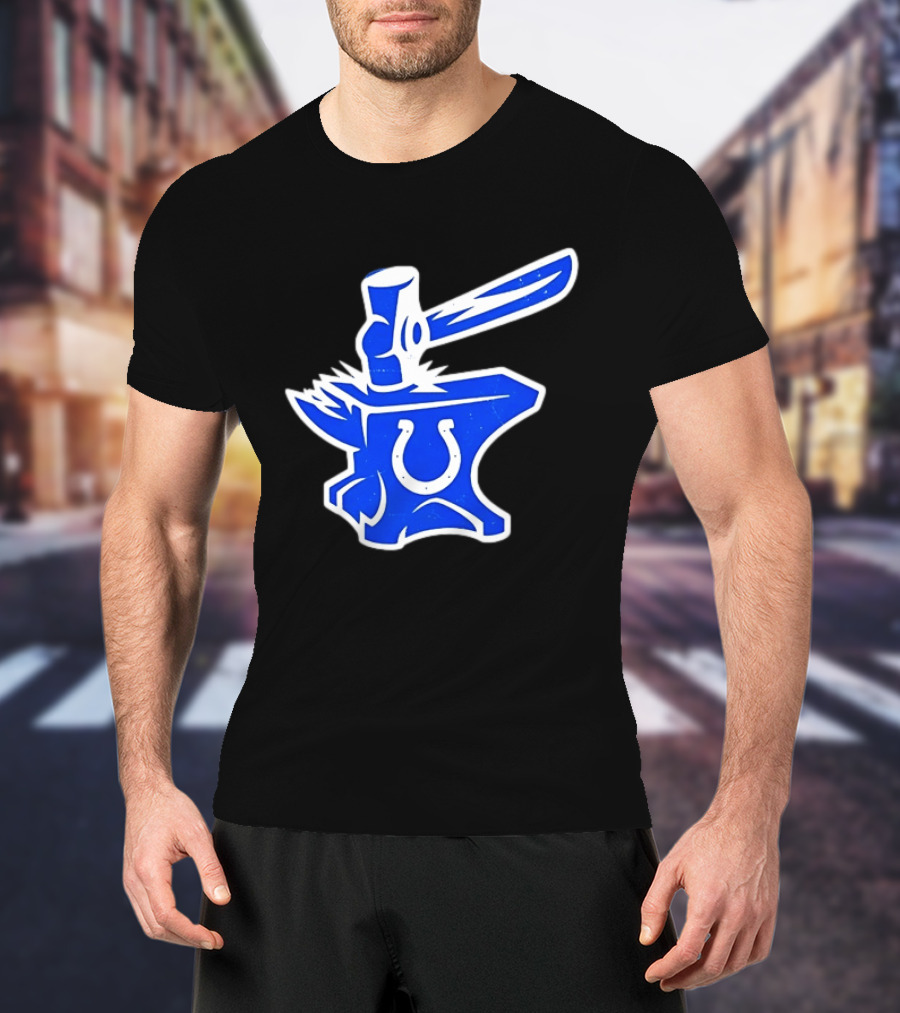 Indianapolis Colts Anvil Hammer Icon With Team Horseshoe T-Shirt