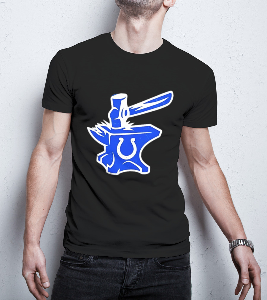 Indianapolis Colts Anvil Hammer Icon With Team Horseshoe T-Shirt