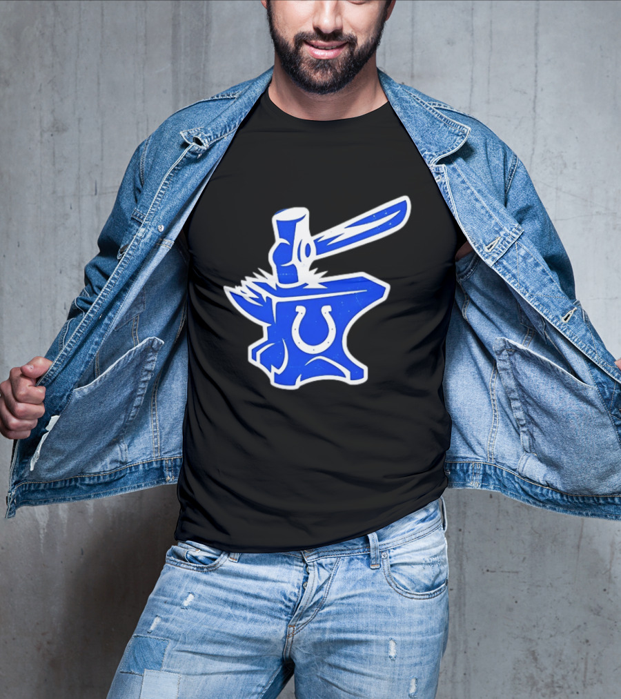 Indianapolis Colts Anvil Hammer Icon With Team Horseshoe T-Shirt