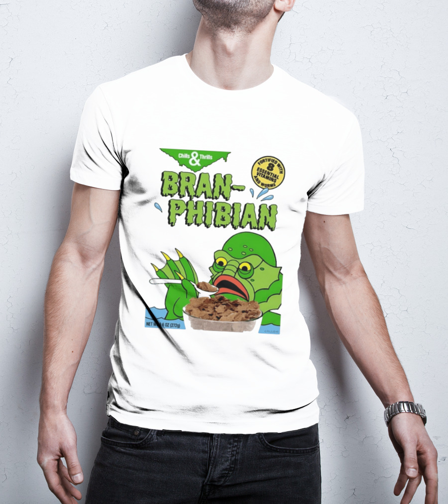 Bran Phibian Chills And Thrills Cereal Box Fortified With 8 Essential Vitamins And Worms T-Shirt