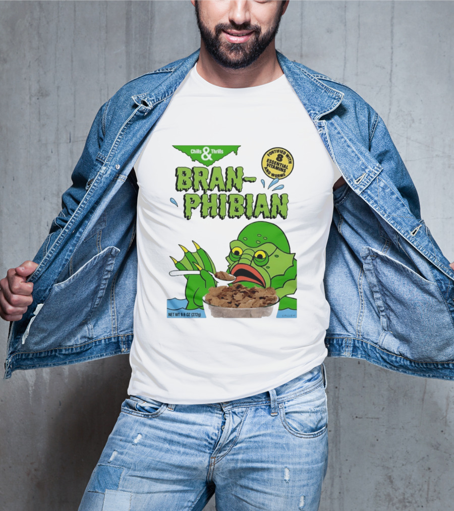 Bran Phibian Chills And Thrills Cereal Box Fortified With 8 Essential Vitamins And Worms T-Shirt