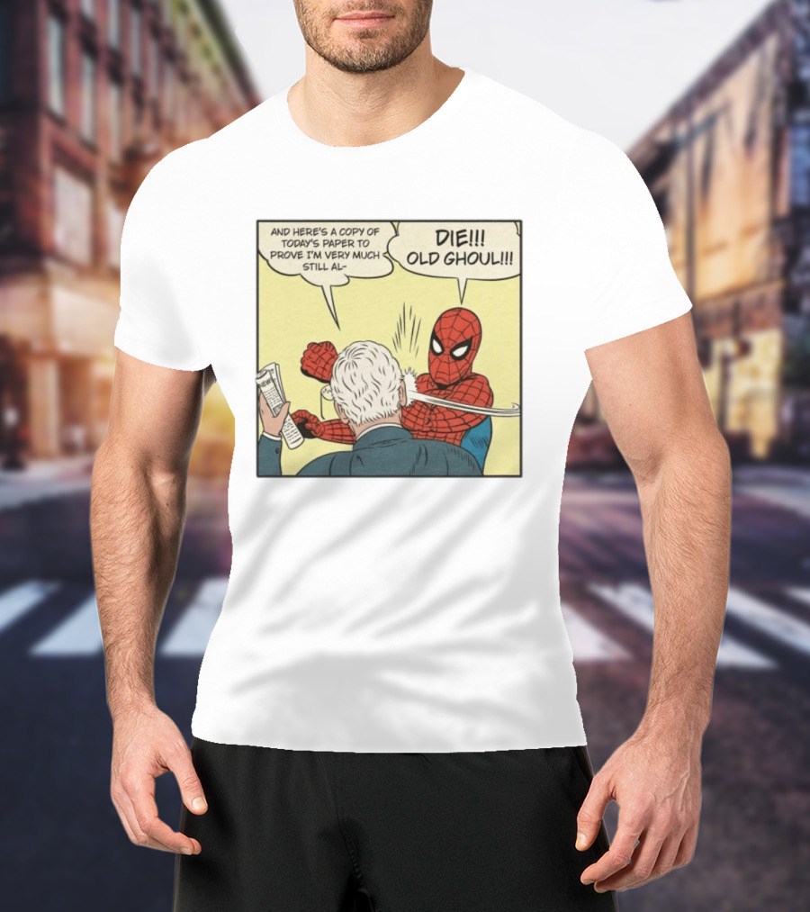 Spider Man Punching Mitch McConnell Die Old Ghoul Comic Meme T-Shirt