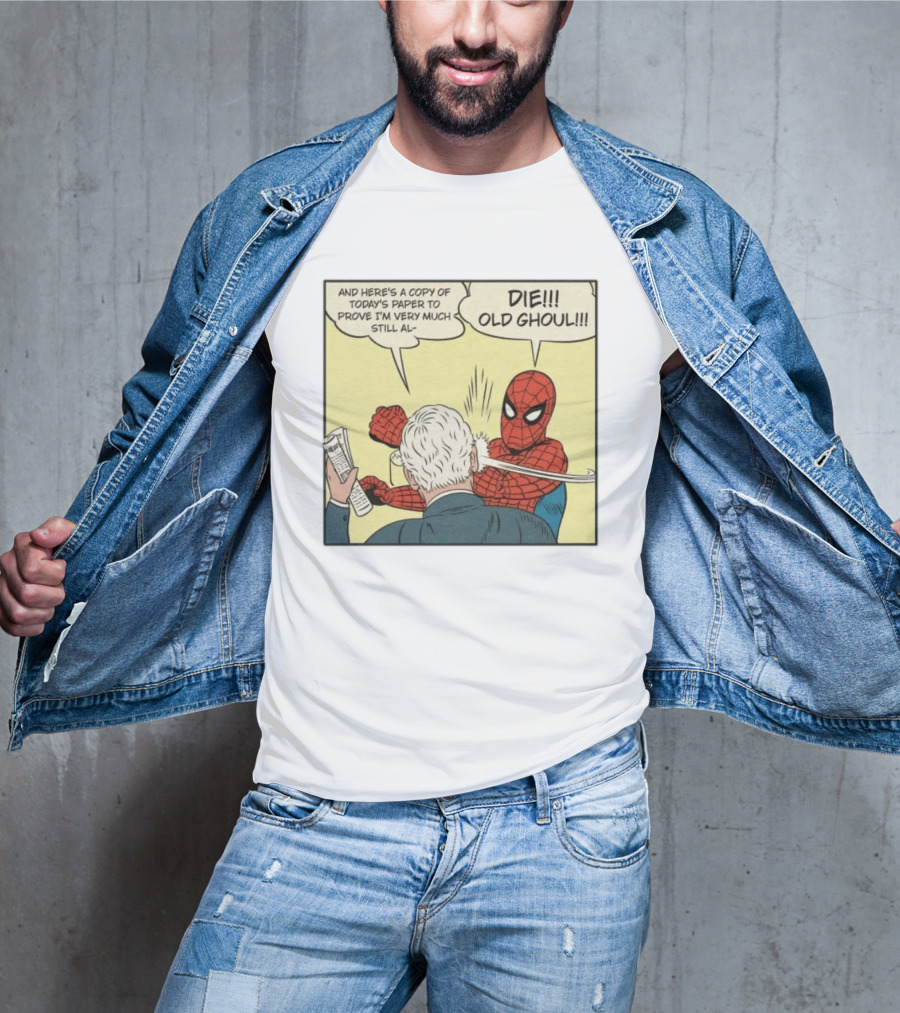 Spider Man Punching Mitch McConnell Die Old Ghoul Comic Meme T-Shirt