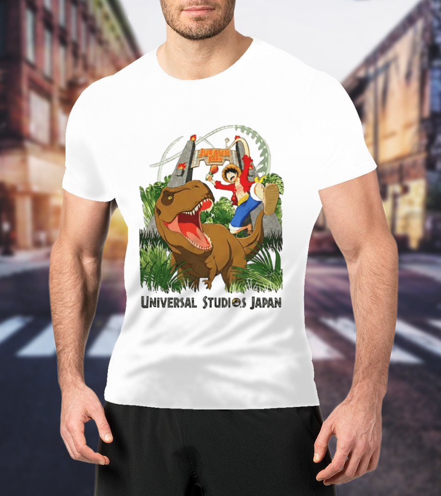 Universal Studios Japan One Piece Jurassic Park Luffy Riding Rex T-Shirt