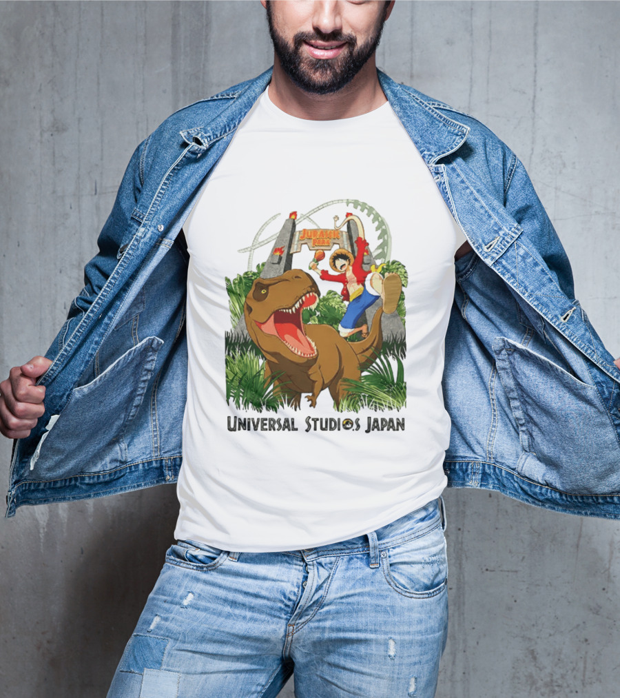 Universal Studios Japan One Piece Jurassic Park Luffy Riding Rex T-Shirt