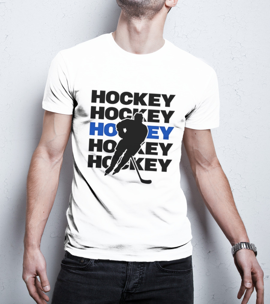 Hockey Player Action Stance Repeated T-Shirt