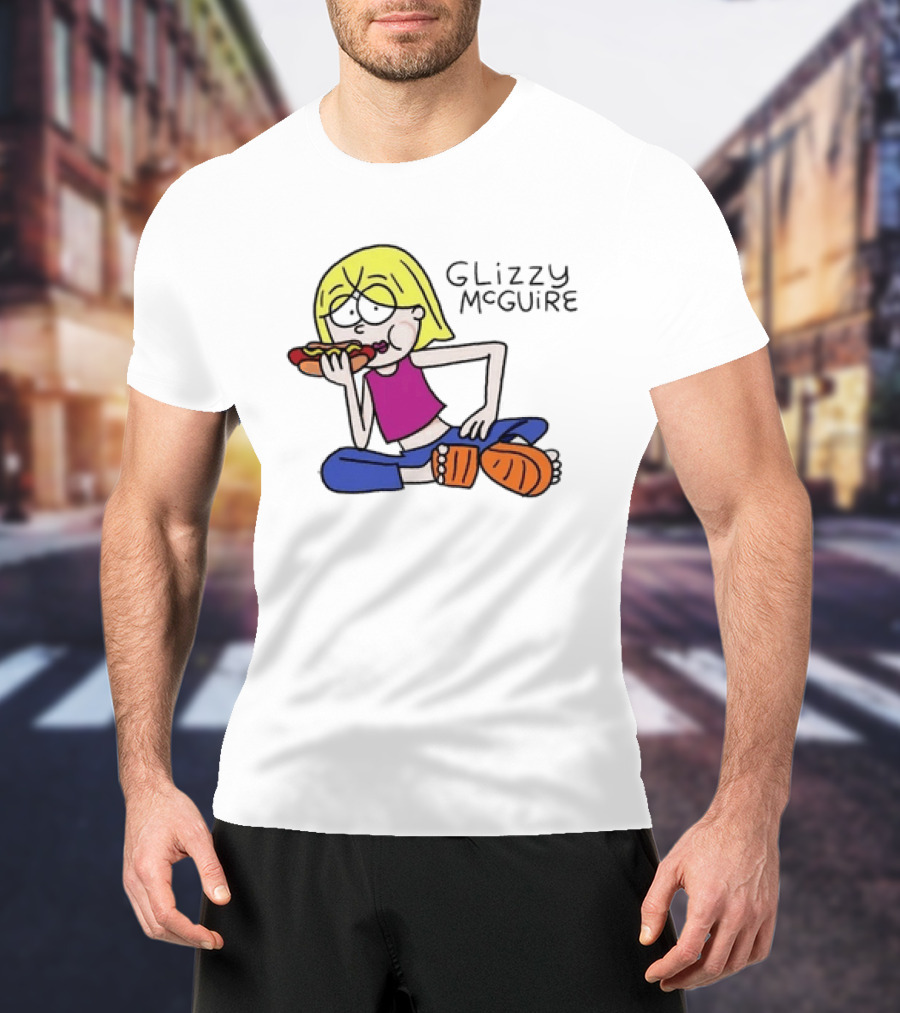 Glizzy McGuire Cartoon Character Eating Hot Dog T-Shirt