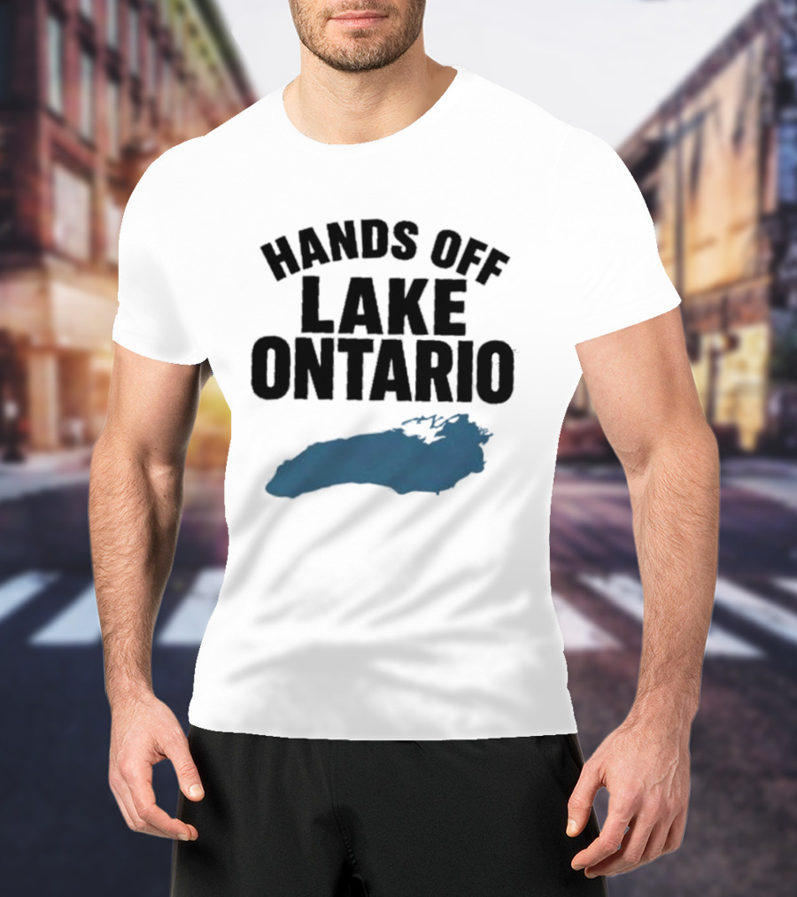 Hands Off Lake Ontario Blue Map T-Shirt