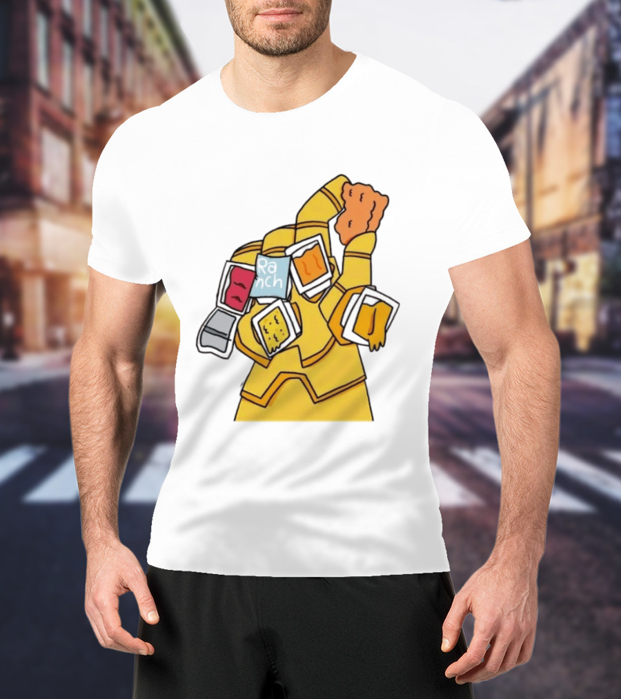 Infinity Gauntlet With Chicken Nugget And Sauce Containers Meme T-Shirt