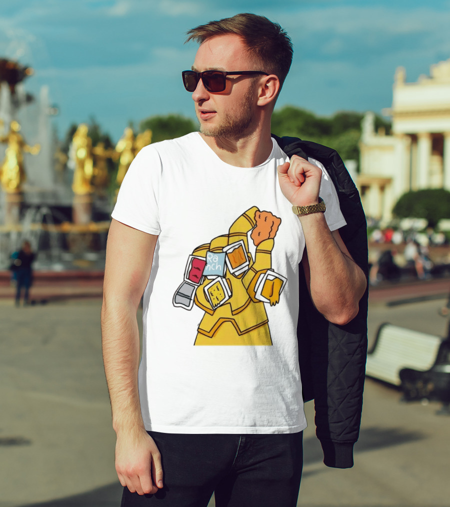 Infinity Gauntlet With Chicken Nugget And Sauce Containers Meme T-Shirt