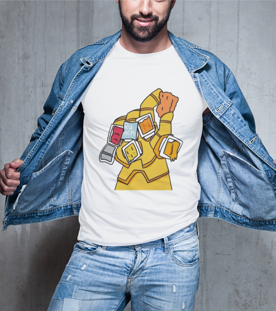 Infinity Gauntlet With Chicken Nugget And Sauce Containers Meme T-Shirt