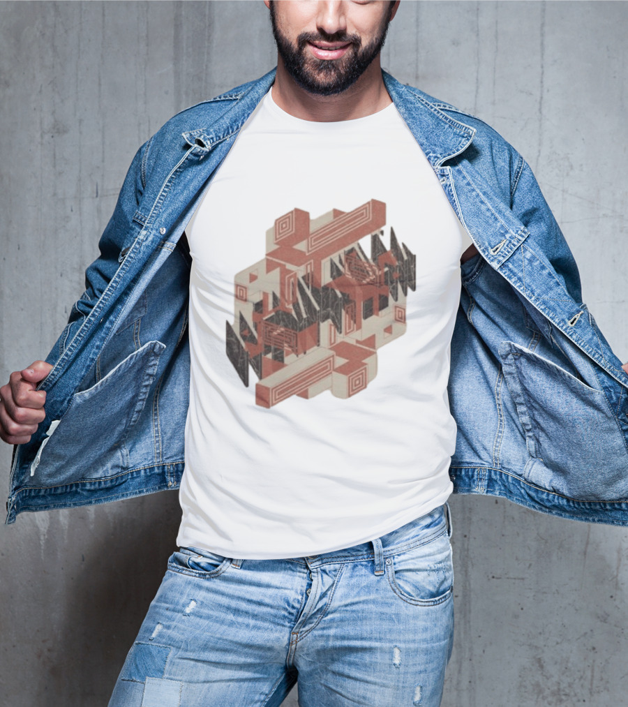 The Mars Volta Store Blocks Tan Geometric Optical Illusion T-Shirt