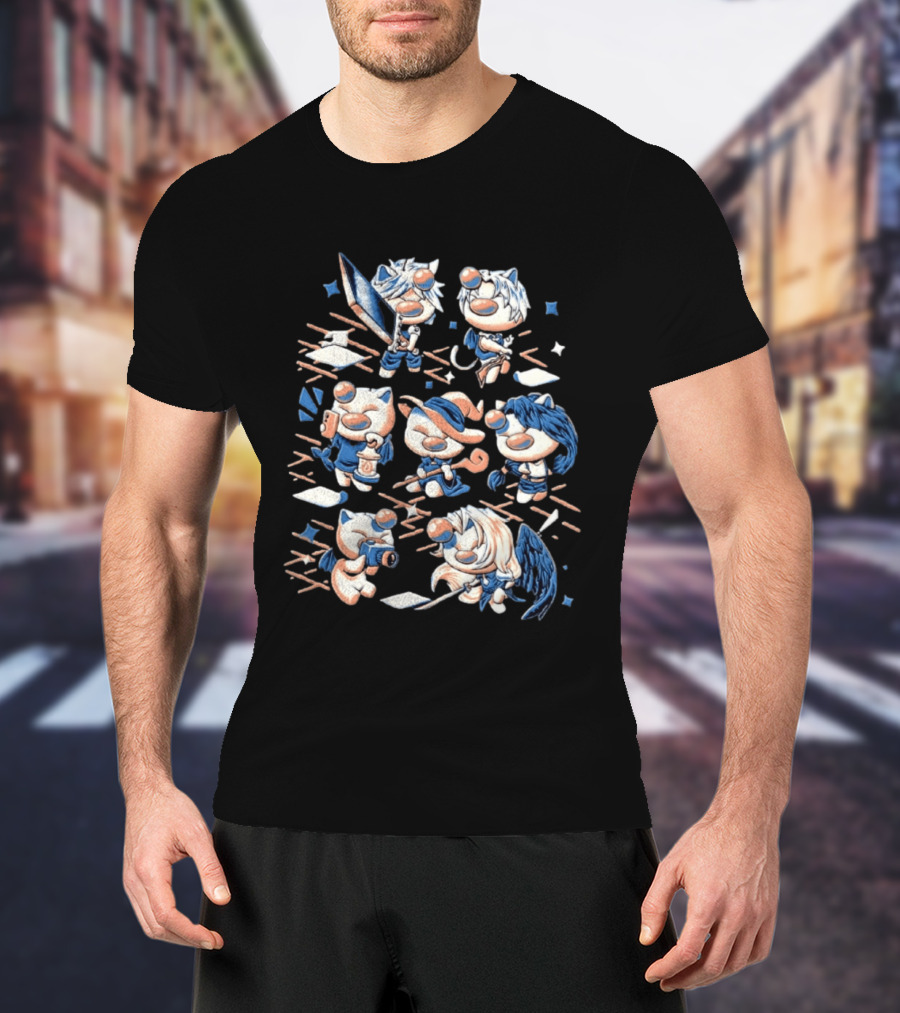 Final Fantasy VII Moogle Characters Cloud Tifa Aerith Sephiroth Cast T-Shirt