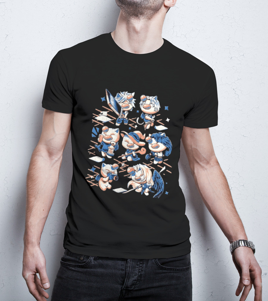 Final Fantasy VII Moogle Characters Cloud Tifa Aerith Sephiroth Cast T-Shirt