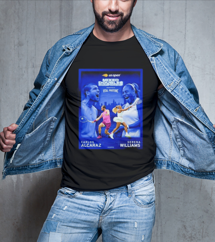 US Open Mixed Doubles Championship Carlos Alcaraz Serena Williams Vital Proteins T-Shirt