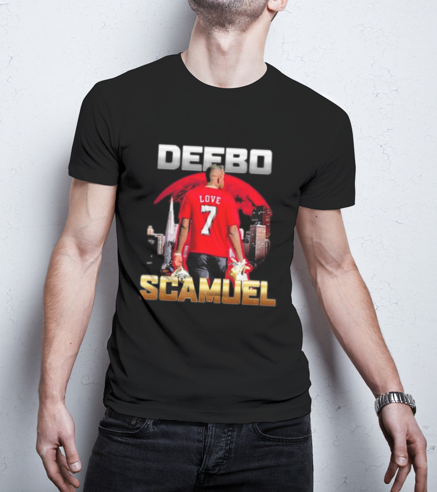 Deebo Scamuel Love 7 San Francisco 49ers Backdrop T-Shirt