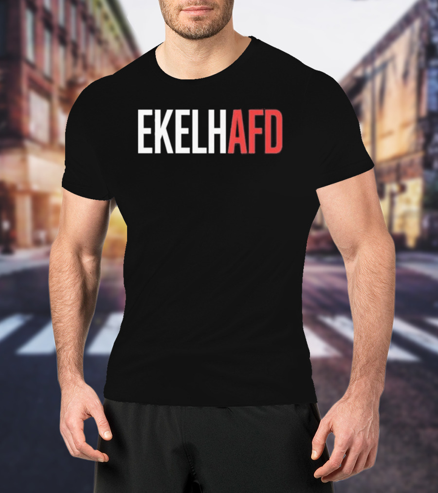 EKELHAFD Anti Far Right Statement Text Red White Contrast T-Shirt
